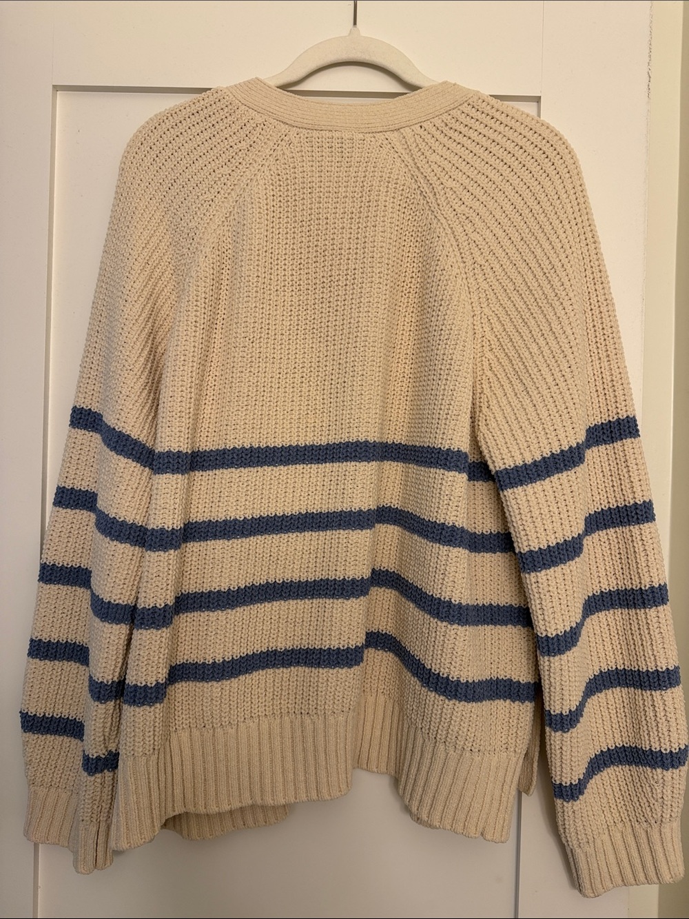 Cream & Blue Striped Button-Up Cardigan - Picture 5 of 5